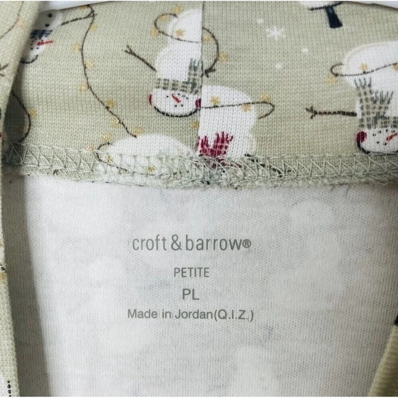 Croft & Barrow Mock Neck Tunic Shirt Sz PL Snowman Print Green Winter Womens NEW - Picture 5 of 9